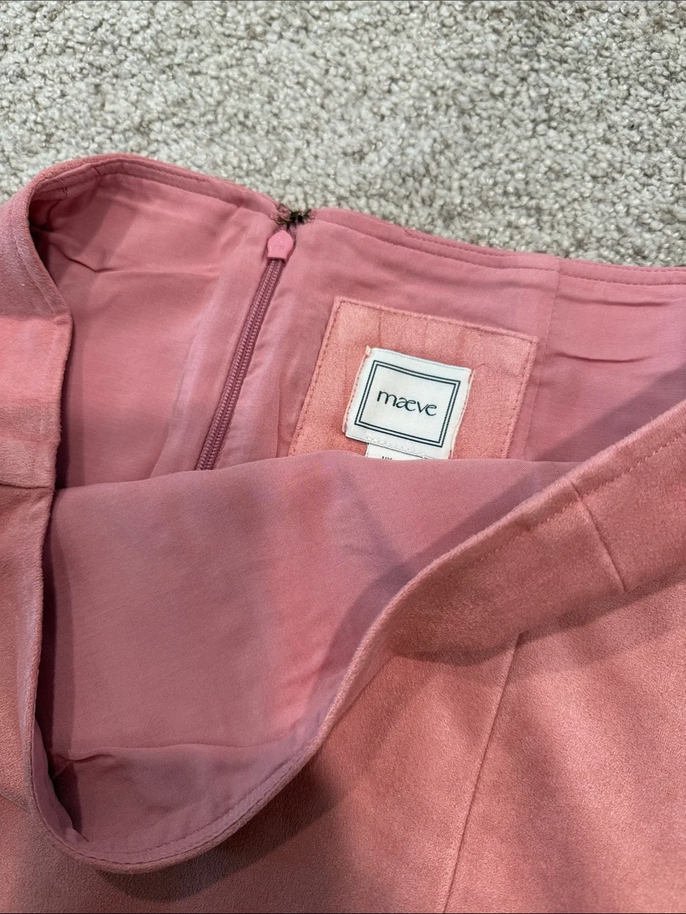 Women’s Anthropologie Mini Skirt Maeve Rose Blush Pink Faux Suede